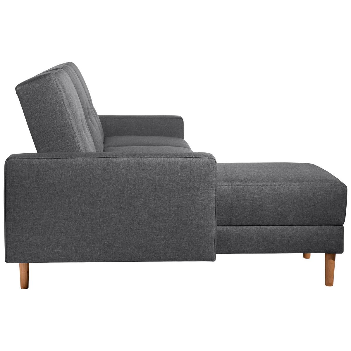FUNKTIONSSOFA mit Hocker Kattie Flachgewebe graphit - Graphitfarben, Kunststoff (144/230cm) - 58aufmkessel