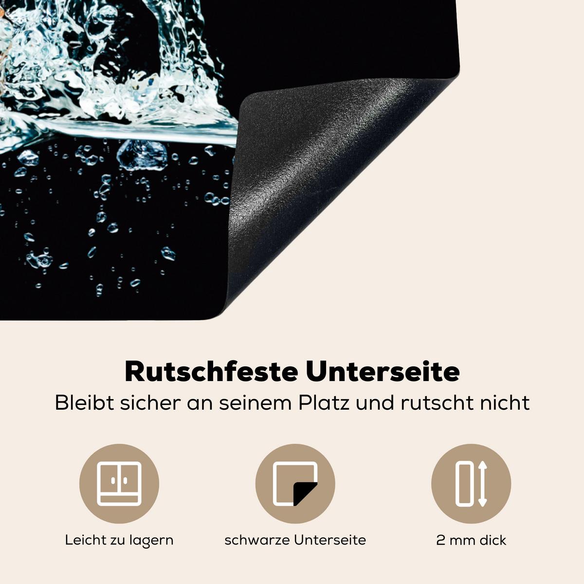 HERDABDECKPLATTE Wasser - Obst - Orange - Erdbeere - Kirsche - Schwarz Induktionsmatte 77x59 cm - Orange, Kunststoff (77/59/0.2cm) - MuchoWow
