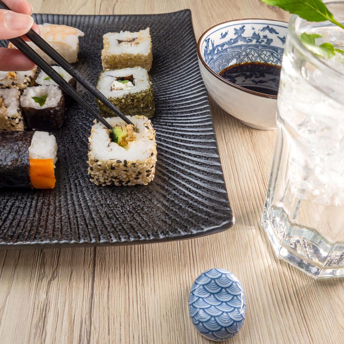 SUSHI TELLER (4-tlg.) - Schwarz, Keramik (23.4/3.8/26cm) - Intirilife