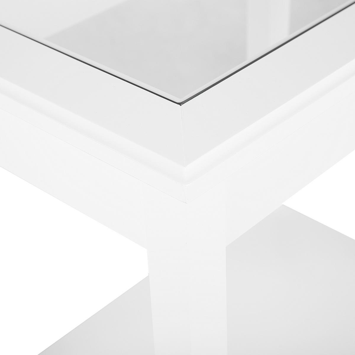 BEISTELLTISCH weiß Glas rechteckig 40/57 cm Attu - Weiß, Holzwerkstoff (40/57/60cm) - Beliani