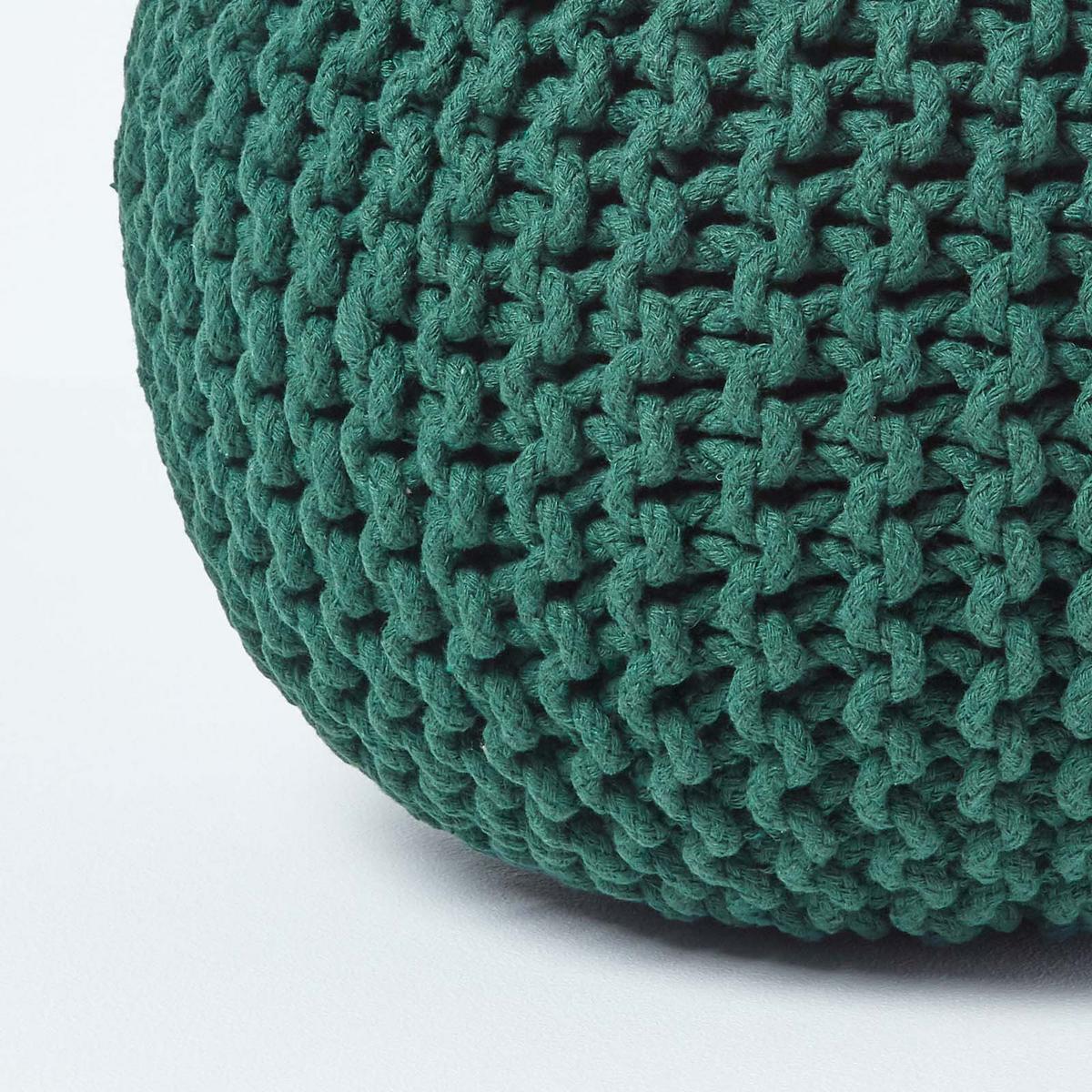 STRICK-POUF tannengrün, 40/40/35 cm - Waldgrün, Textil (40/35/40cm) - Homescapes