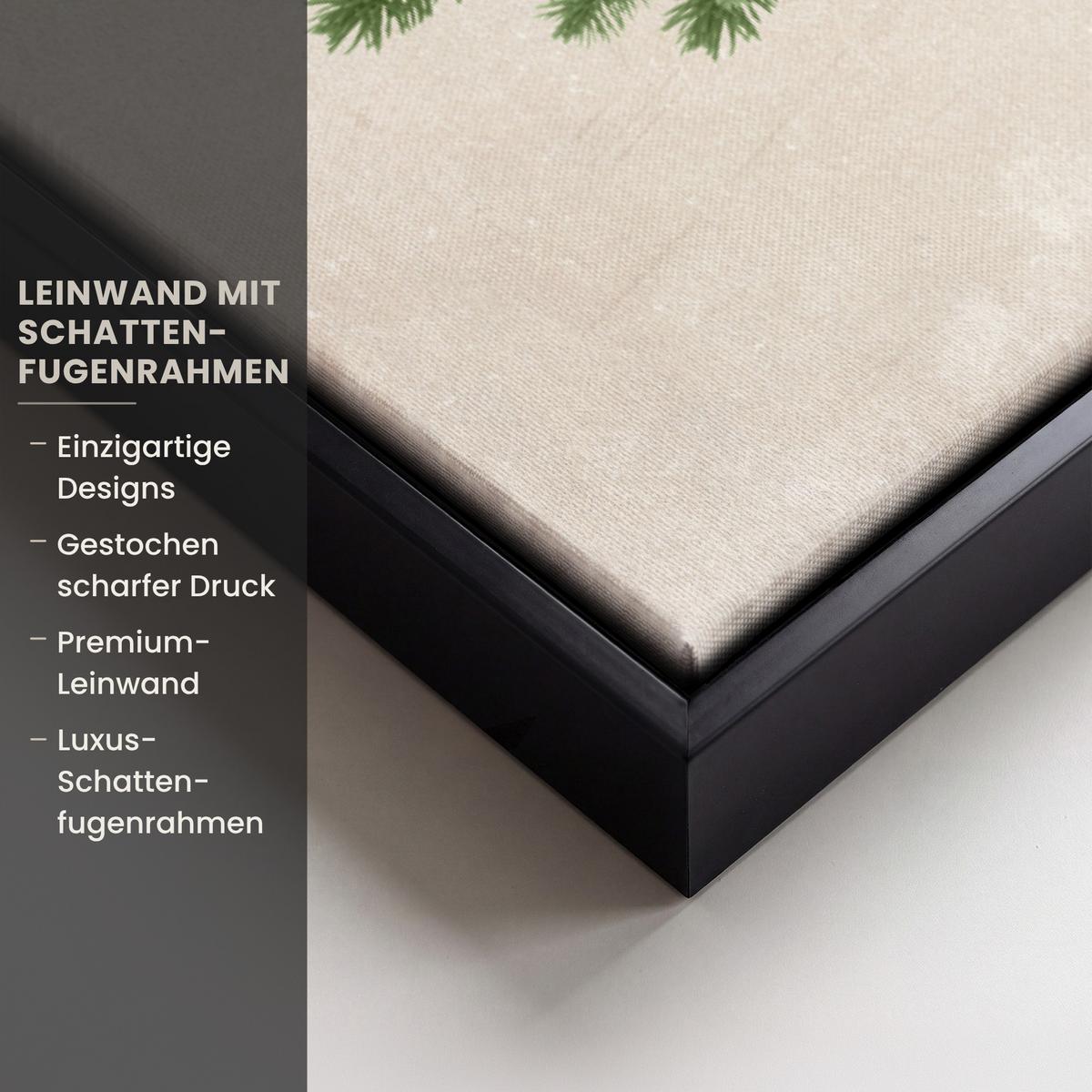 LEINWAND Bilder mit Rahmen - Weihnachtsbaum - Grün - Weihnachten - Feiertage - 40x60 - Olivgrün, Textil (40/60cm) - MuchoWow