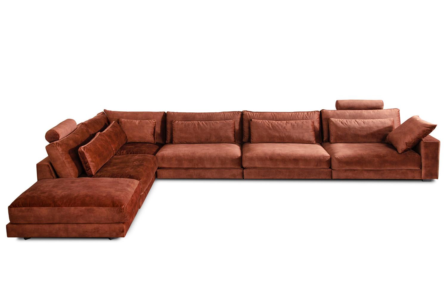 ECKSOFA ETICO Braun Velvet - Schwarz/Braun, Textil (513/330cm) - KAWOLA