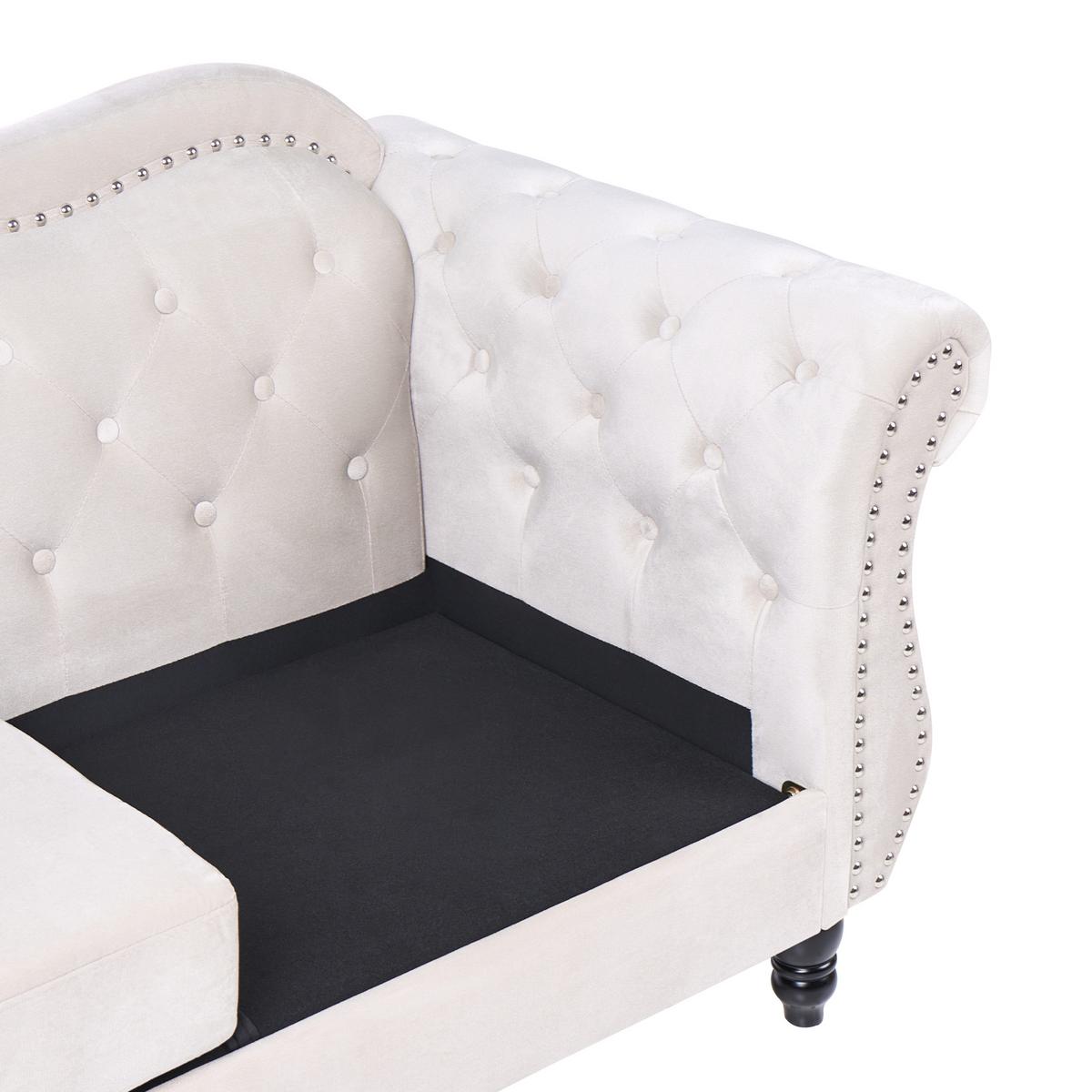 3-SITZER-SOFA Samtstoff Hellbeige Skien - Beige/Schwarz, Textil (204/86/78cm) - Beliani