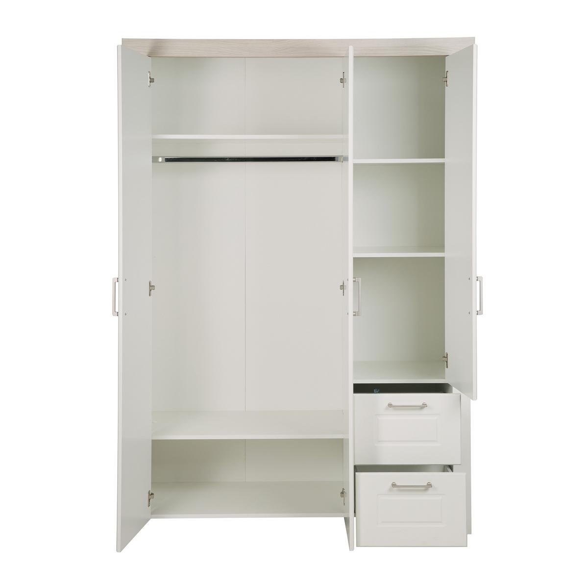 KLEIDERSCHRANK Felicia - Weiß, Holzwerkstoff/Metall (138.5/199/52.5cm) - Roba
