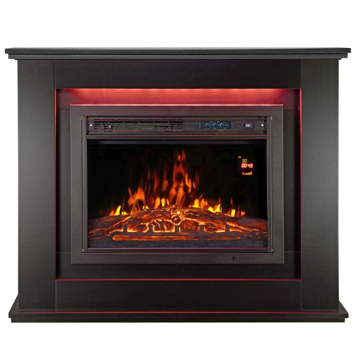 ELEKTROKAMIN 2000W rechteckig schwarz mit Flammeneffekt - Schwarz, Holz (100/82/28cm) - Juskys