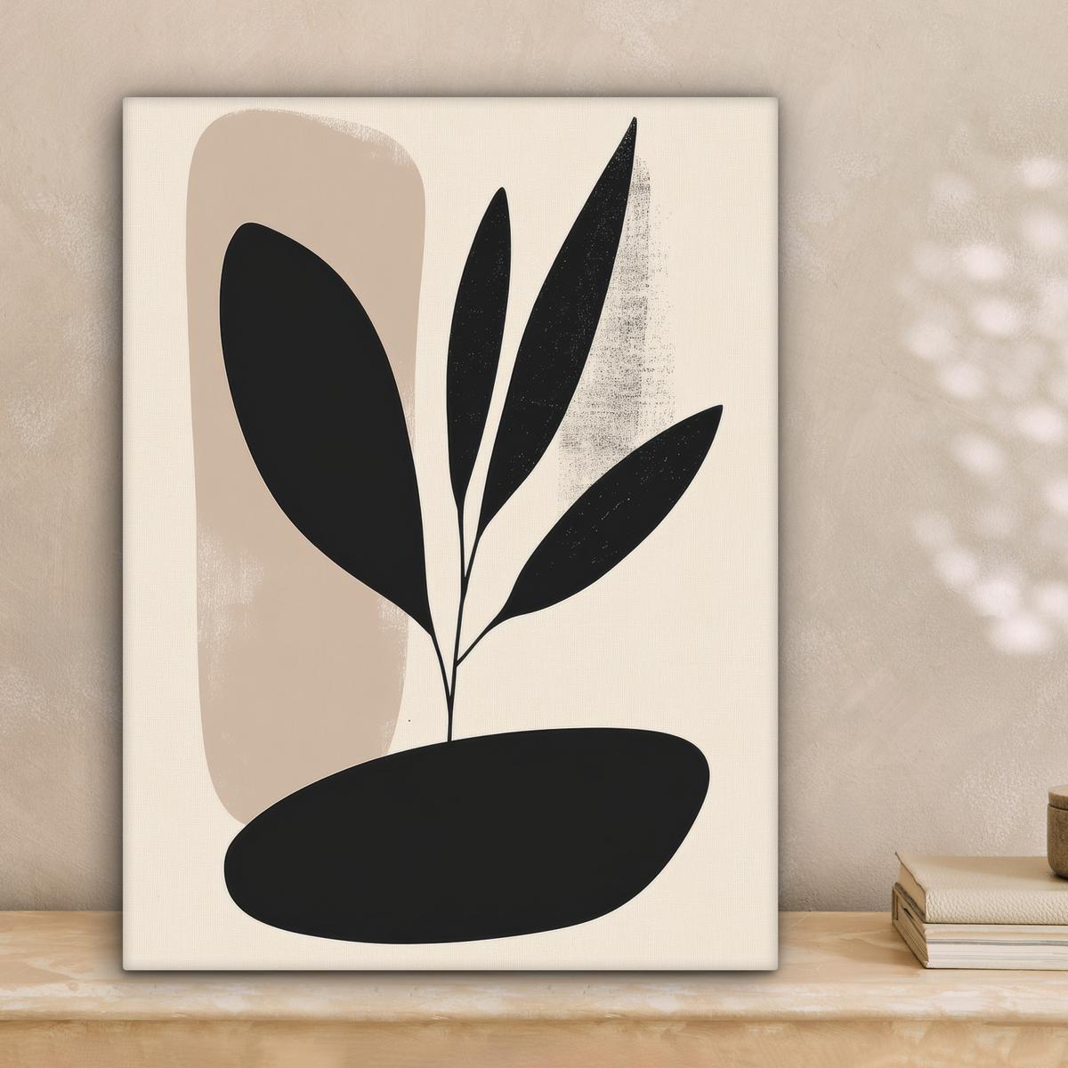 LEINWANDBILD Pflanze - Beige - Japanisch Room Decor 30x40 cm - Schwarz, Textil (30/40cm) - MuchoWow