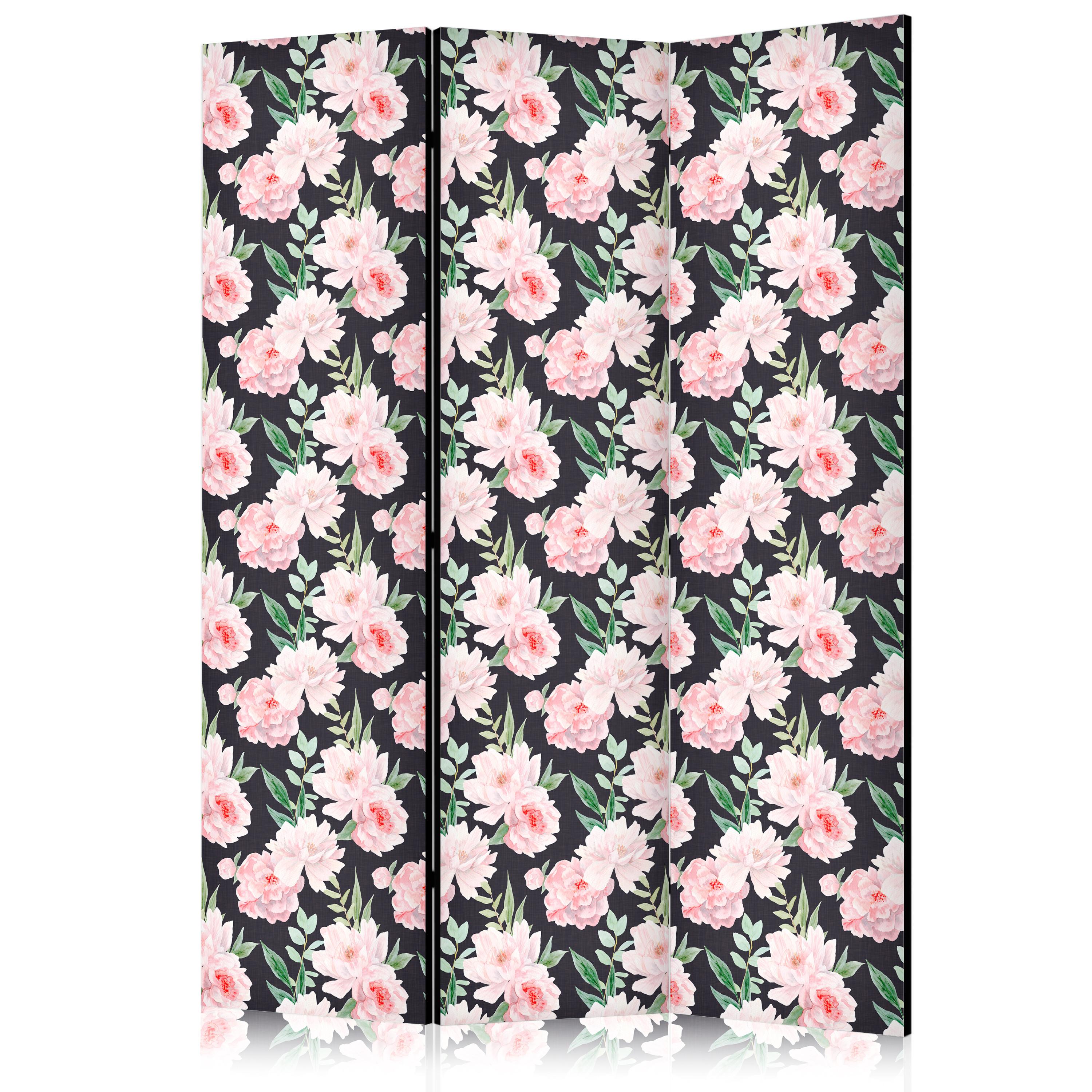 PARAVENT Einseitig Bedruckter 3-tlg 135x172 cm Pfingstrosen Blumen - Multicolor, Holz/Textil (135/172/3cm) - Muralo