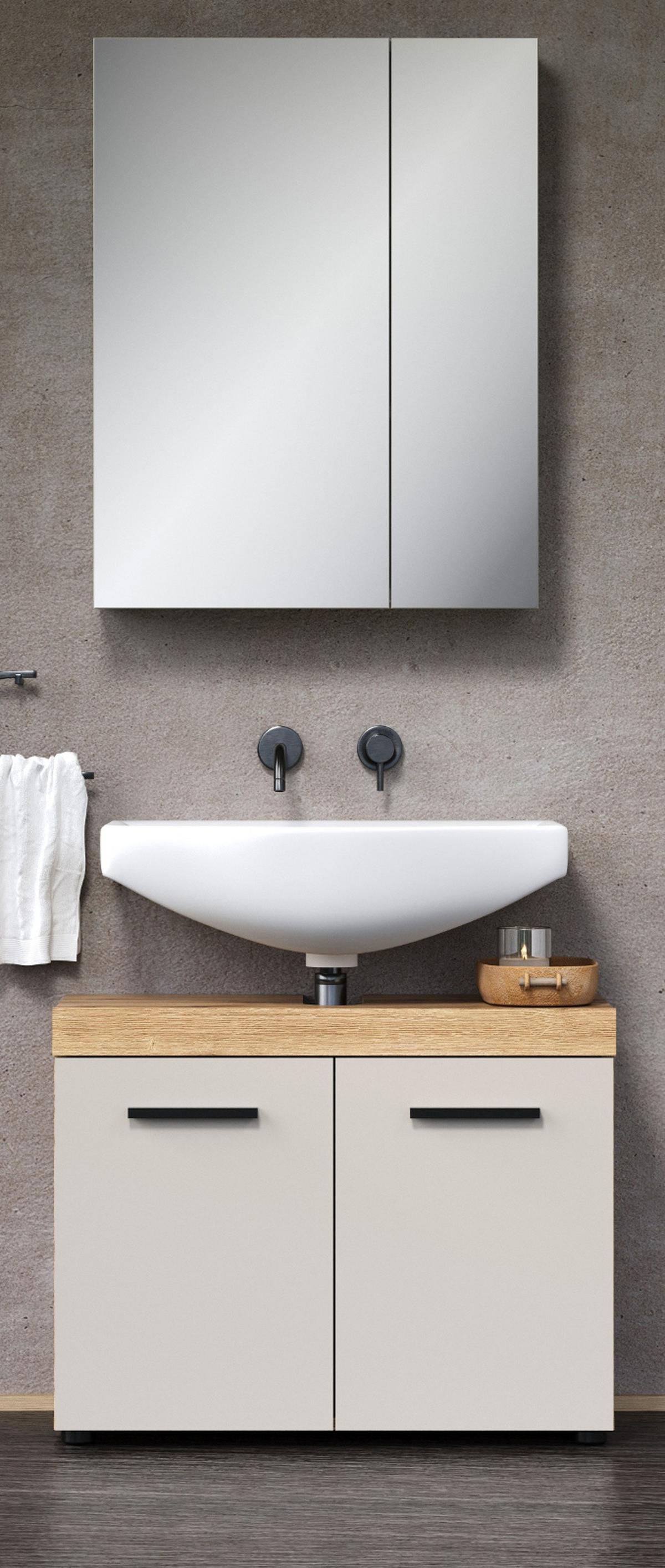 BADMÖBEL-SET Kaschmir, Evoke Eiche 2-teilig 72 x 184 cm, Badkombination in modernem Design - Kaschmir/Eichefarben, Glas/Holzwerkstoff (72/184/34cm) - Top.Furn