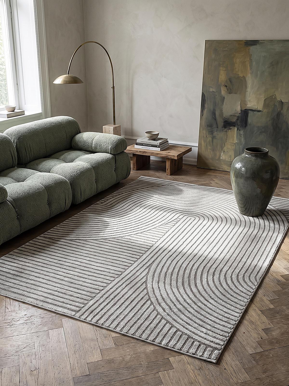 TEPPICH Kurzflor CETINA Geometrisch Polypropylen-Polyester Grau 80 x 150 cm - Grau, Textil (80/150cm) - KADIMA DESIGN