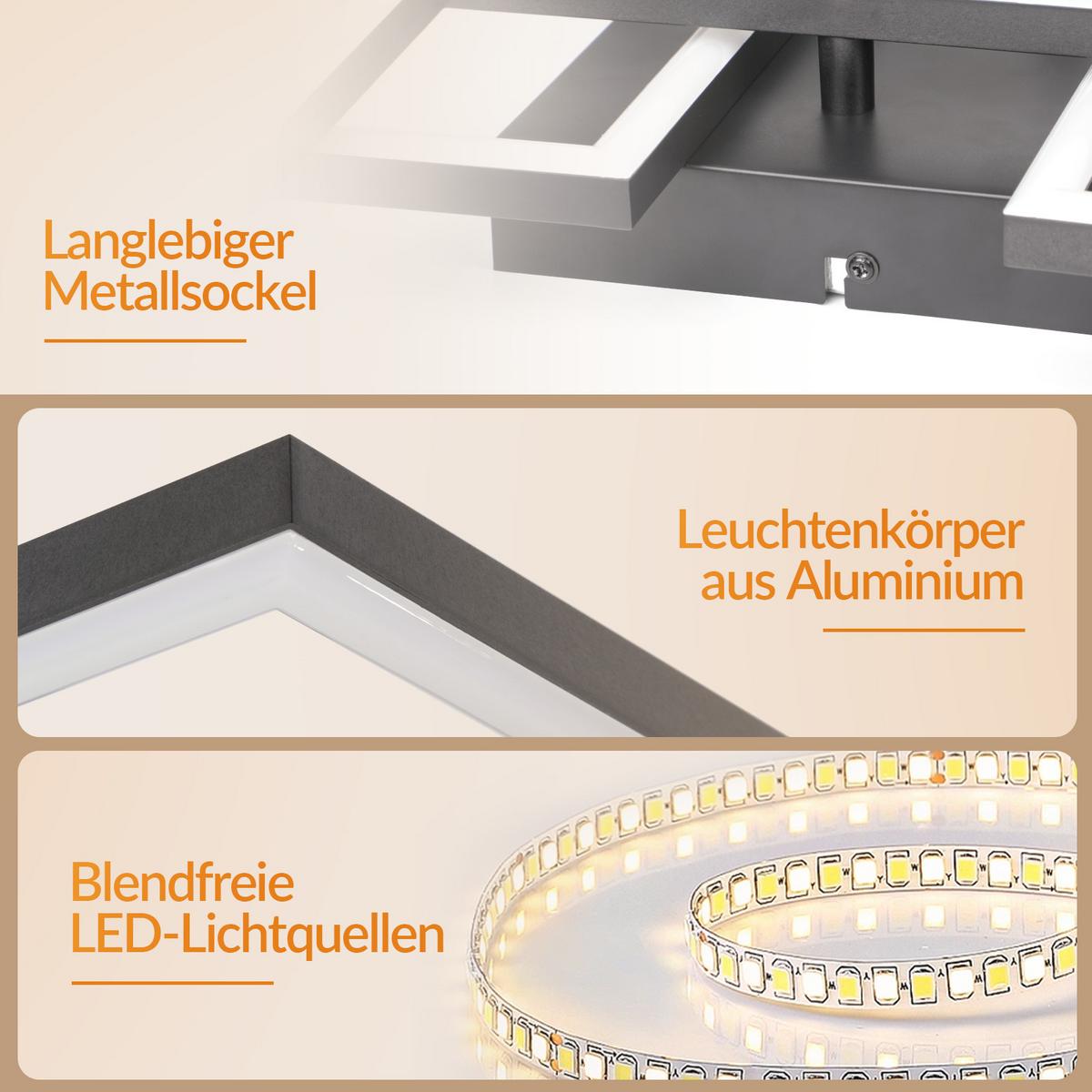 LED DECKENLEUCHTE Lysven 40/40/8.7 cm - Schwarz, Kunststoff (40/40/8.7cm) - ZMH