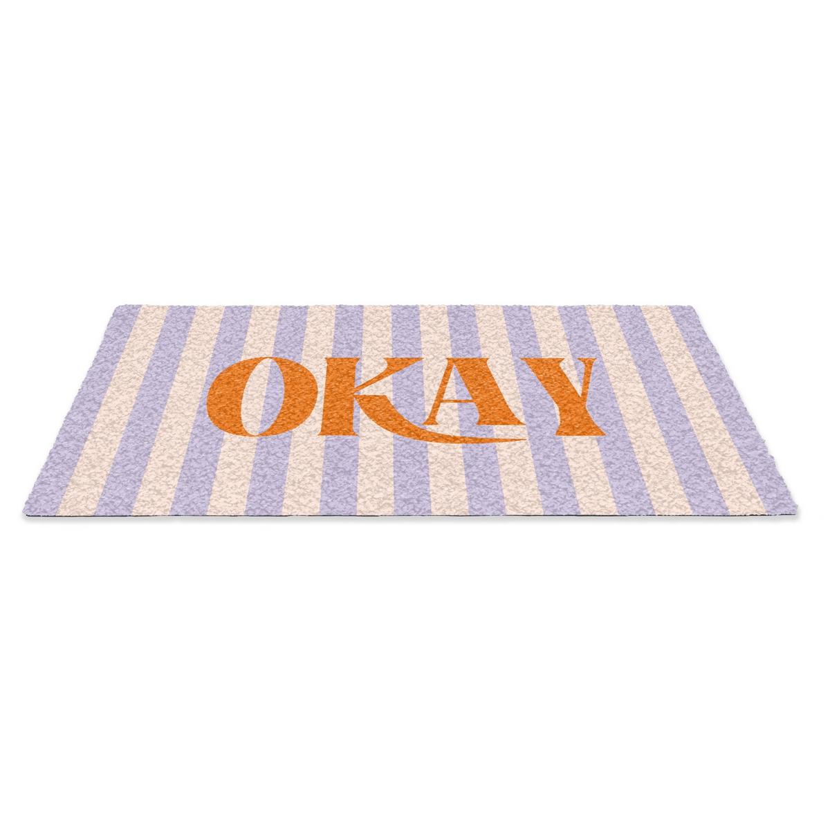 FUSSMATTE Lila – Orange – Streifen – Okay 90x60 cm - Flieder, Kunststoff (90/0.4cm) - MuchoWow