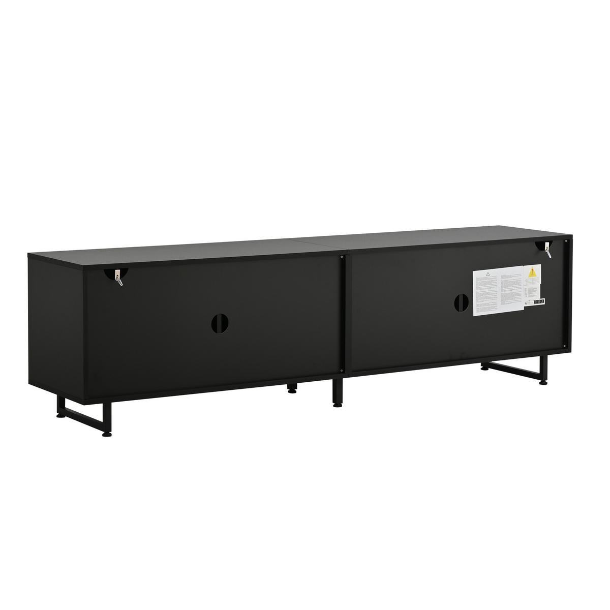 TV-LOWBOARD holzwerkstoff in natur & schwarz mit metallgestell, 4 türen - Naturfarben, Holzwerkstoff (180/50/40cm) - Urban Meuble