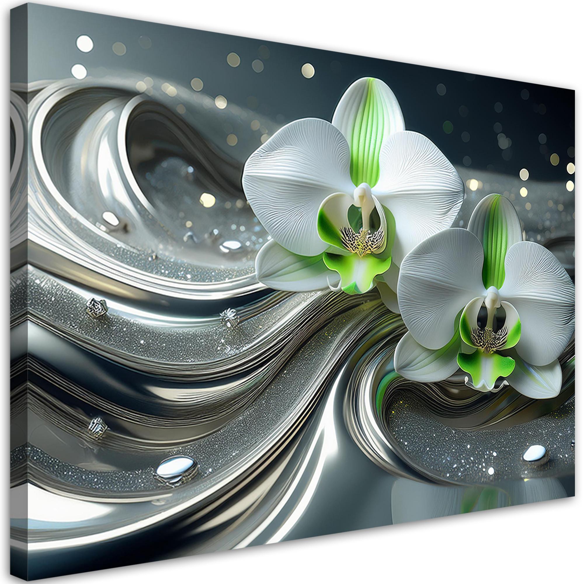 WANDBILD orchidee blume abstraktion - Silberfarben, Textil (60/40cm) - Feeby