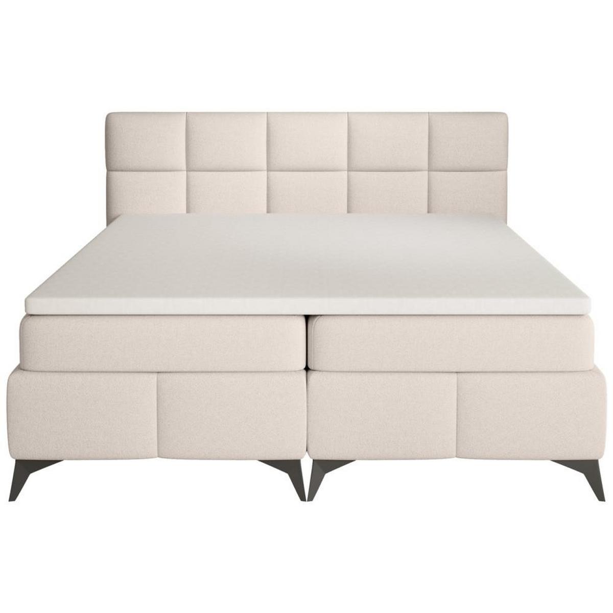 BOXBETT Solido mit Bettkasten 180x200 cm beige - Beige/Schwarz, Textil/Metall (180/200cm) - Beautysofa