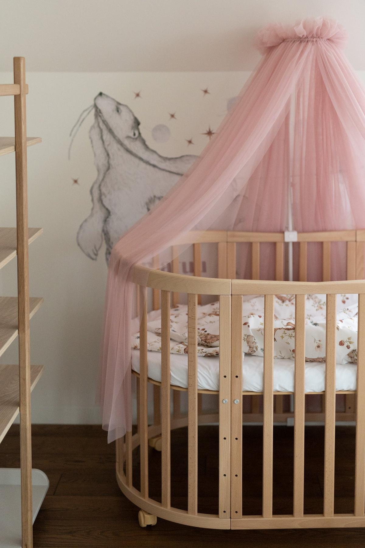 BABY Betthimmel Baldachin mit Himmelstange - Rosa, Textil - waldin