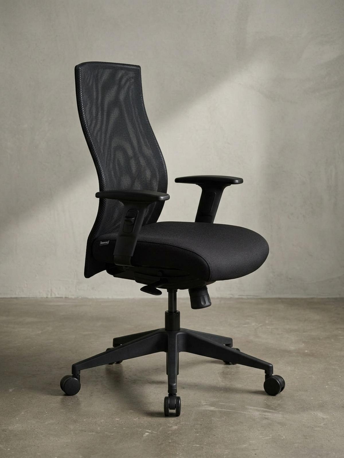BÜROSTUHL Schwarz Netz mit 3-Punkt-Synchronmechanik, Nylonfuß und Teppichrollen PARMA - Schwarz, Textil (65/113/65cm) - KADIMA DESIGN
