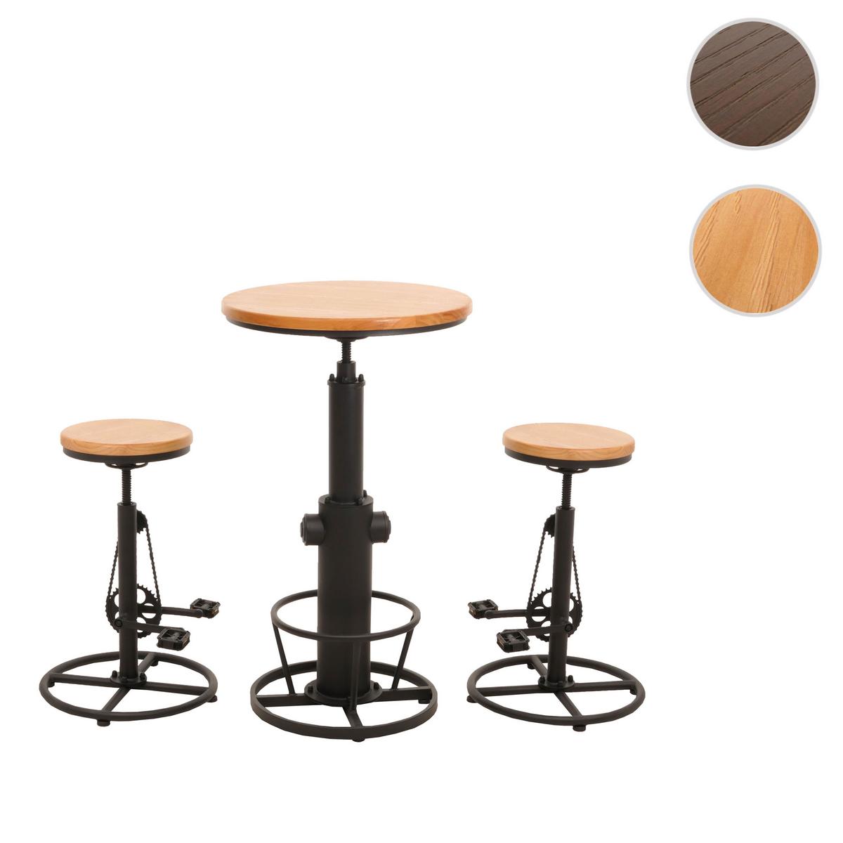 BARTISCH + BARHOCKER rund Beige 3er-Set - Beige, Holz (61/123/61cm) - MCW