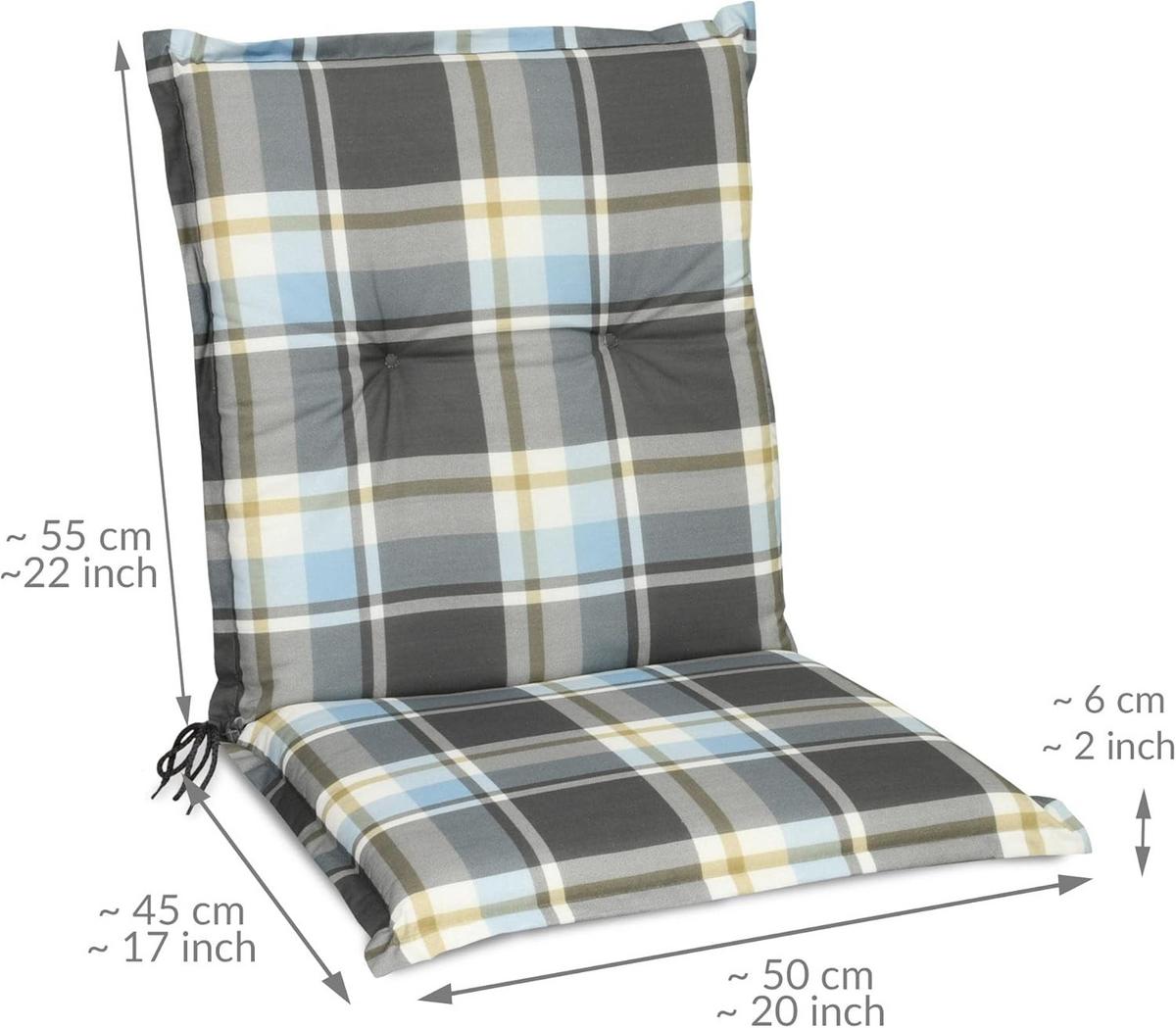 NIEDERLEHNERAUFLAGE Sunny BK 100x50x6cm Blau Kariert (8tlg) - Blau, Textil (50/6/100cm) - Beautissu 