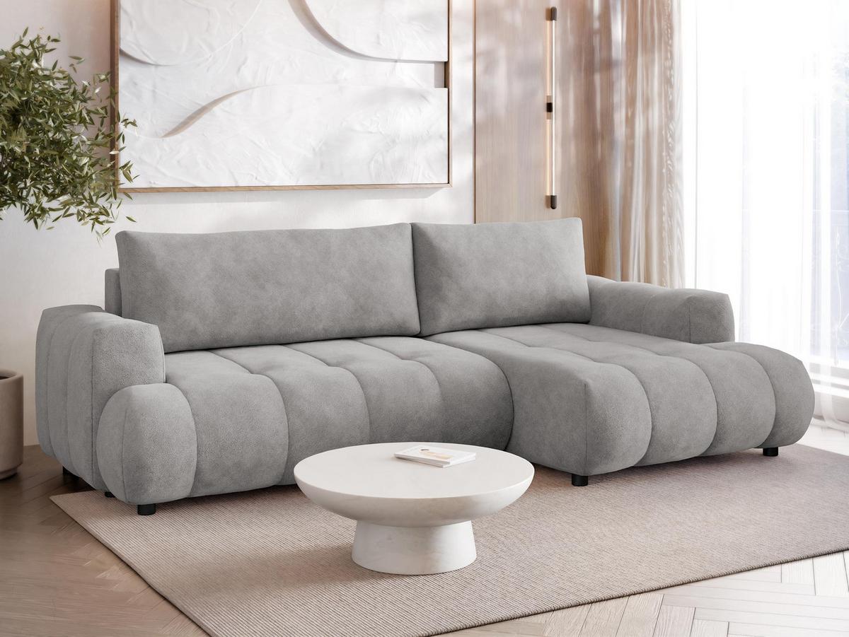 ECKSOFA Haiti, Seite: Rechts 2R+LC - Hellgrau/Schwarz, Holz/Textil (276/156cm) - MIRJAN24