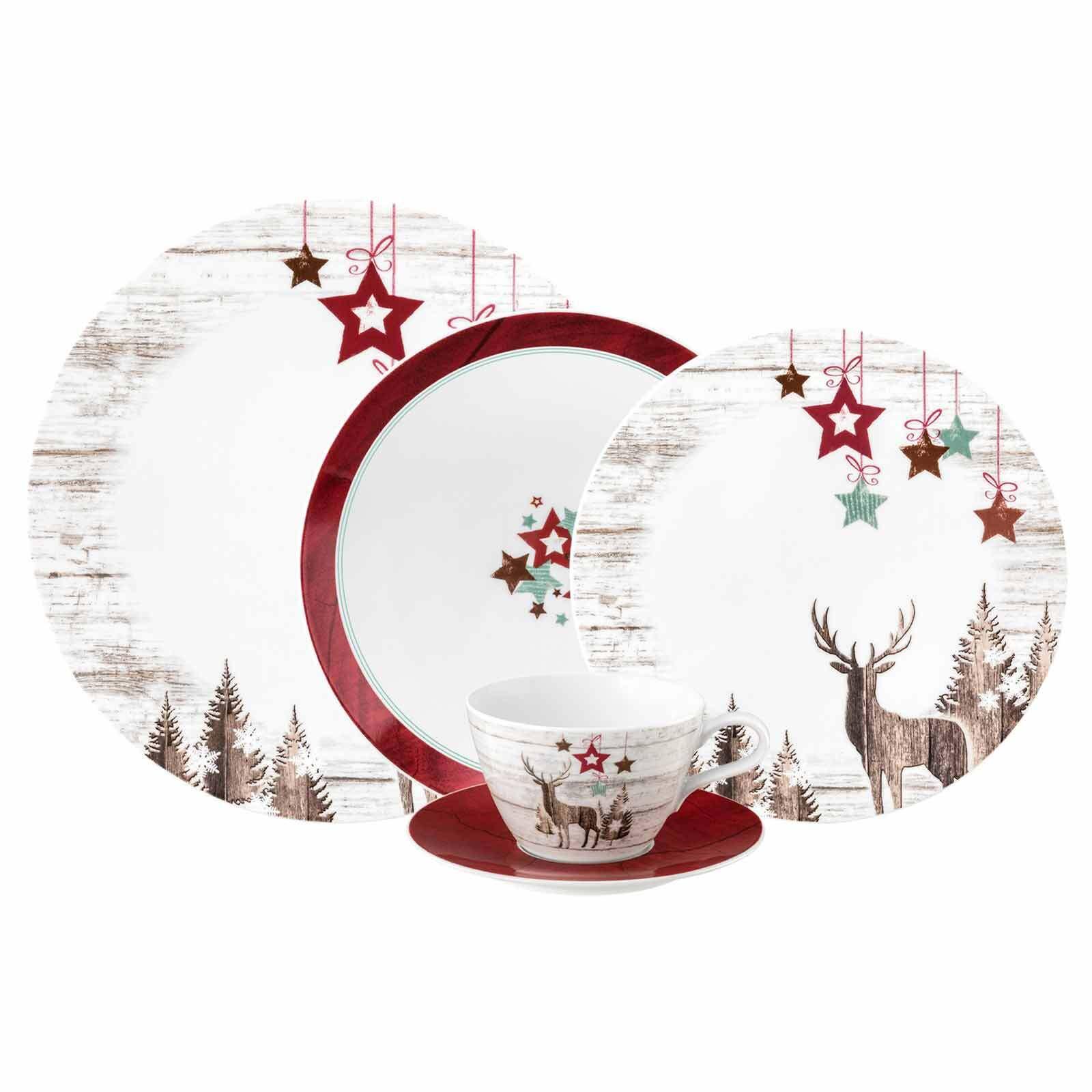 KOMBISERVICE Life Christmas weiß-braun 30-tlg. - Weiß/Braun, Keramik (2/2/2cm) - Seltmann Weiden