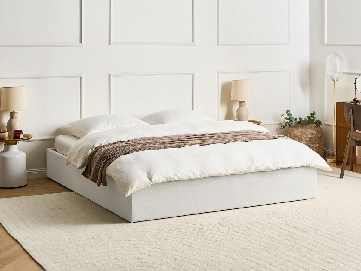 BETT mit Stauraum 180/200 cm Hellbeige Dinan - Beige, Textil (180/200cm) - Beliani