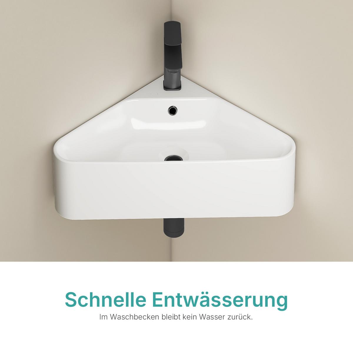 WASCHBECKEN Dreieckig Keramik Aufsatzbecken 56/34,5/13 cm - Weiß, Keramik (56/13/34cm) - EMKE