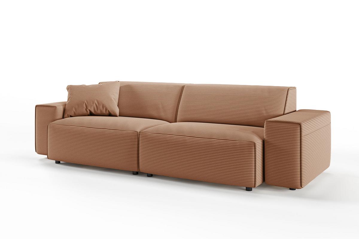 SOFA RANI Braun Cord - Schwarz/Braun, Kunststoff/Textil (256/71/101cm) - KAWOLA