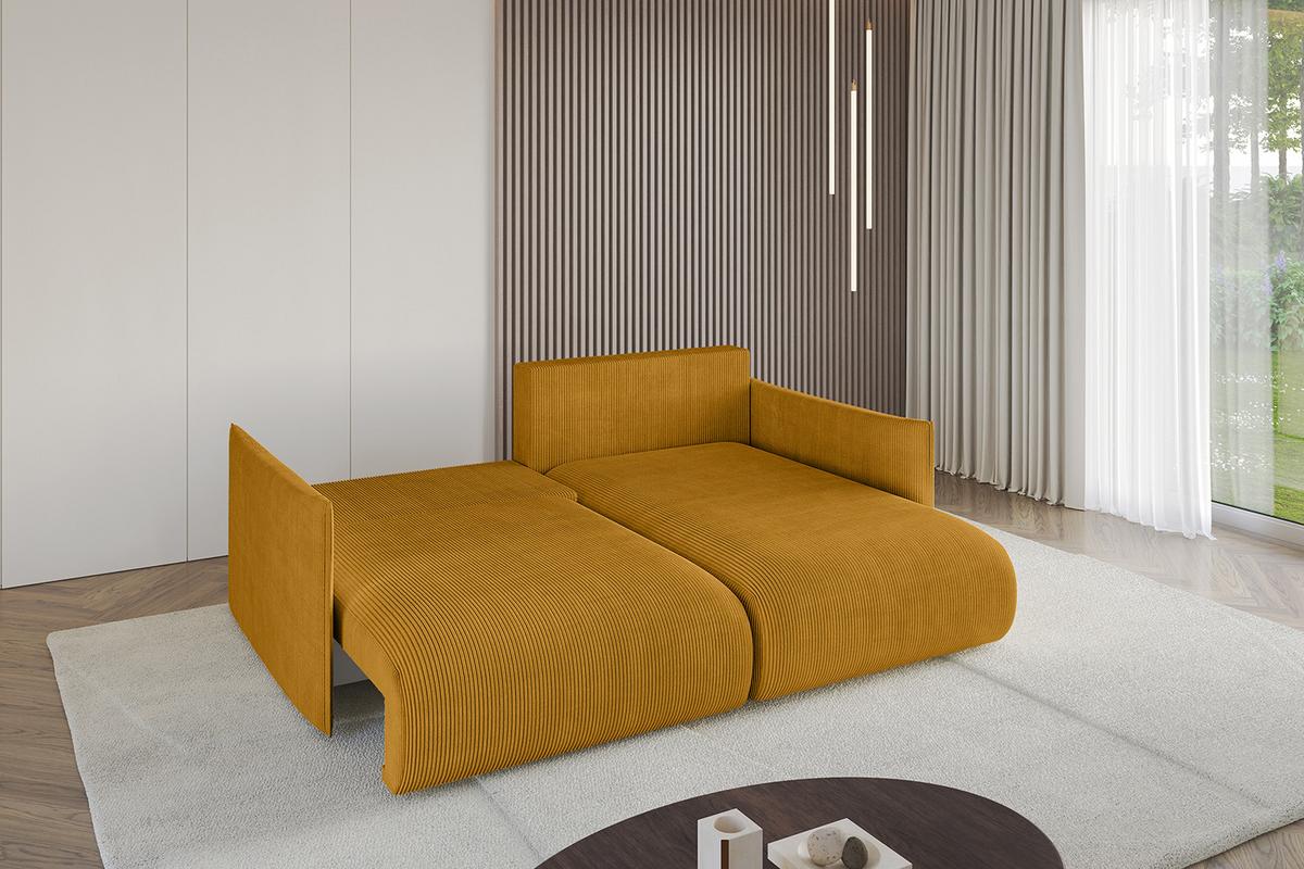 ECKSOFA Ottomane rechts ONESK-L 216x177x72 Senfgelb Cord - Currygelb, Holzwerkstoff/Kunststoff (177/216cm) - ALTDECOR