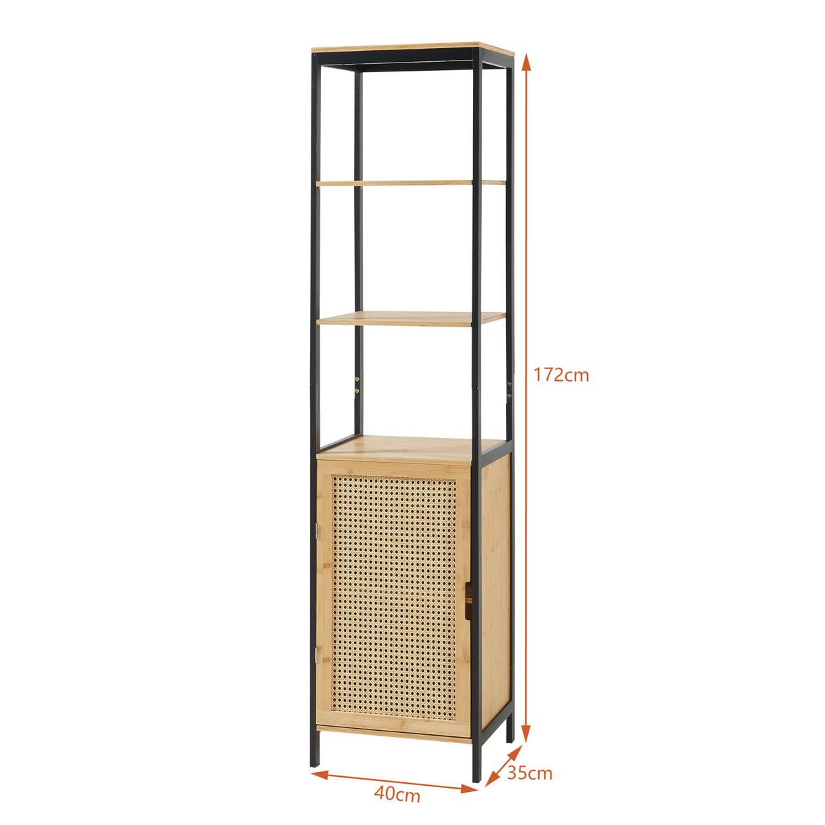 HOCHSCHRANK Tervola - Schwarz/Naturfarben, Naturmaterialien/Holzwerkstoff (40/172/35cm) - [en.casa]