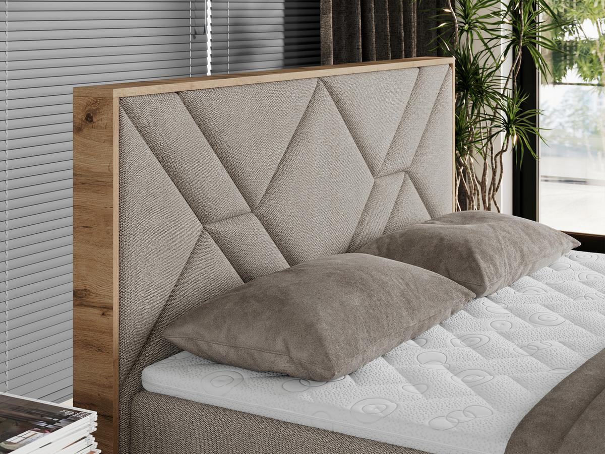 BOXBETT GUNAR - 120/200 Beige Struktur - H4 - Beige, Holz/Textil (120/200cm) - MKS