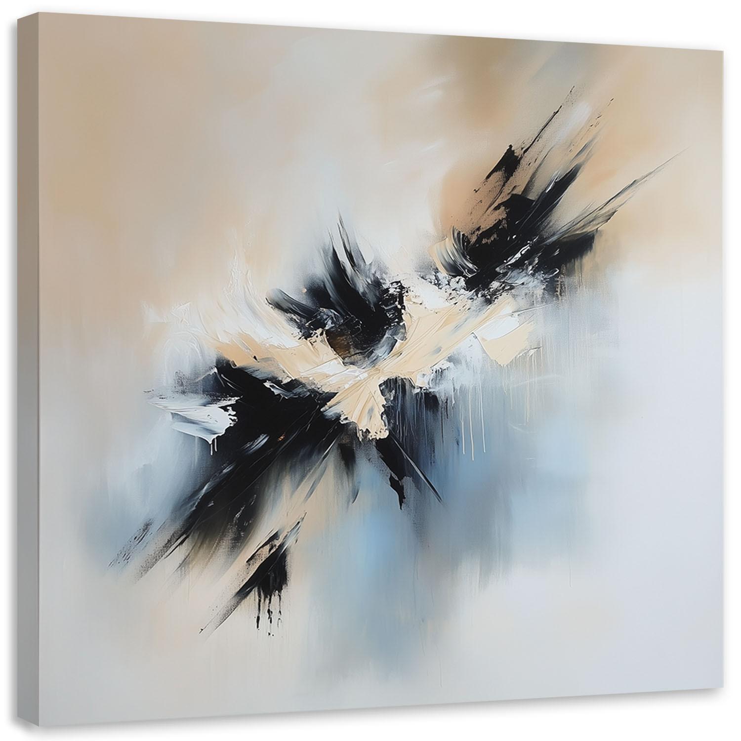 LEINWANDBILD Abstrakte beige-schwarz wie gemalt 60x60cm - Beige, Textil (60/60cm) - Feeby
