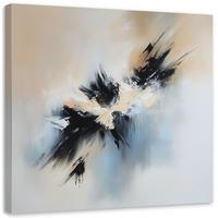 LEINWANDBILD Abstrakte beige-schwarz wie gemalt 60x60cm - Beige, Textil (60/60cm) - Feeby