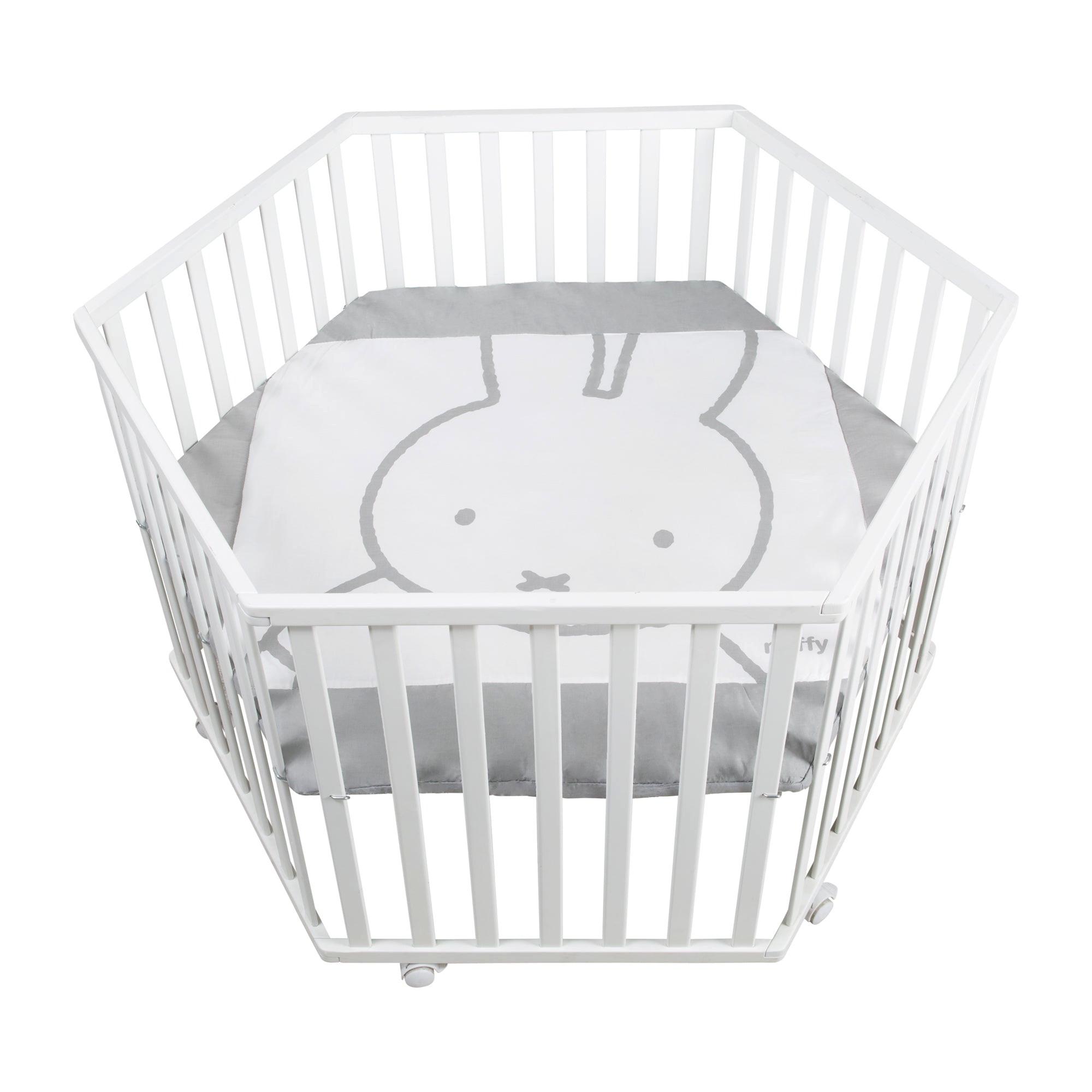 LAUFGITTER 6-eckig Miffy - Weiß, Holzwerkstoff (118.5/72.5/103.5cm) - Roba