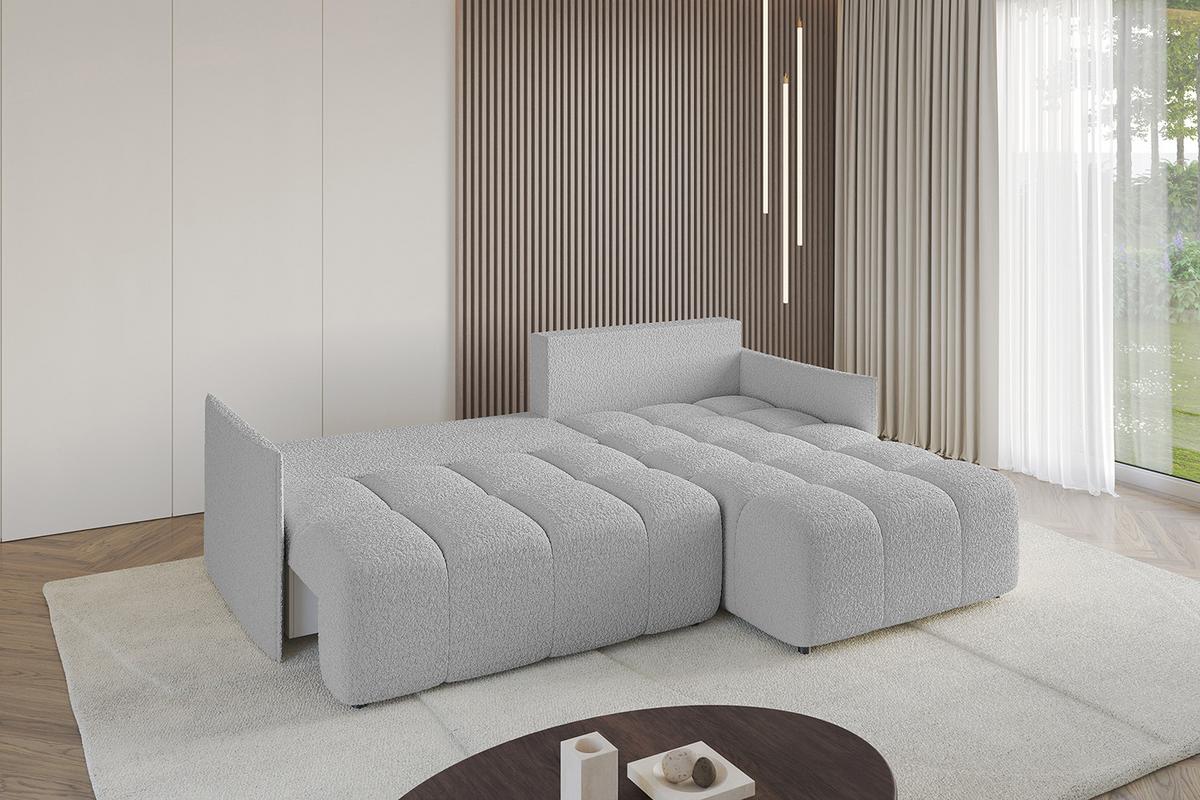 ECKSOFA Ottomane rechts LONLI-L 251x189x68 Hellgrau Bouclé - Hellgrau, Holzwerkstoff/Kunststoff (189/251cm) - ALTDECOR