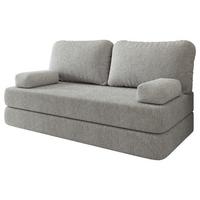 BETTSOFA NIKSI aus Schaumstoff Bucle-Stoff Hellgrau Schlaffunktion - Hellgrau, Textil (170/86/80cm) - MASSENO
