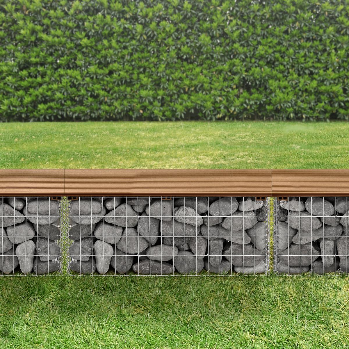 GABIONENBANK - Teakfarben, Kunststoff (100/45/30cm) - pro.tec