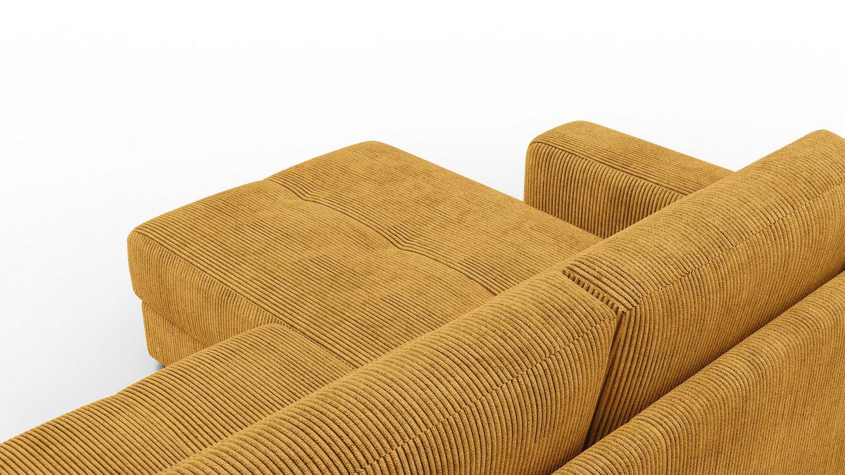 ECKSOFA OLI 4-Sitzer links, safran - Gelb, Holz/Textil (295/172cm) - Wozimo