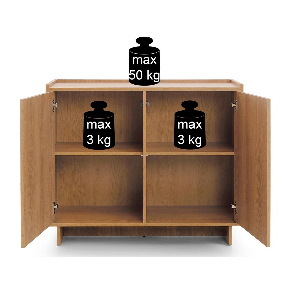 SIDEBOARD Yasumi 2-türig 98 cm - Eichefarben, Holzwerkstoff (98/82/39cm) - Selsey