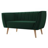 SOFA Pas 2 - Smaragdgrün/Naturfarben, Holz/Textil (142/75/74cm) - MIRJAN24