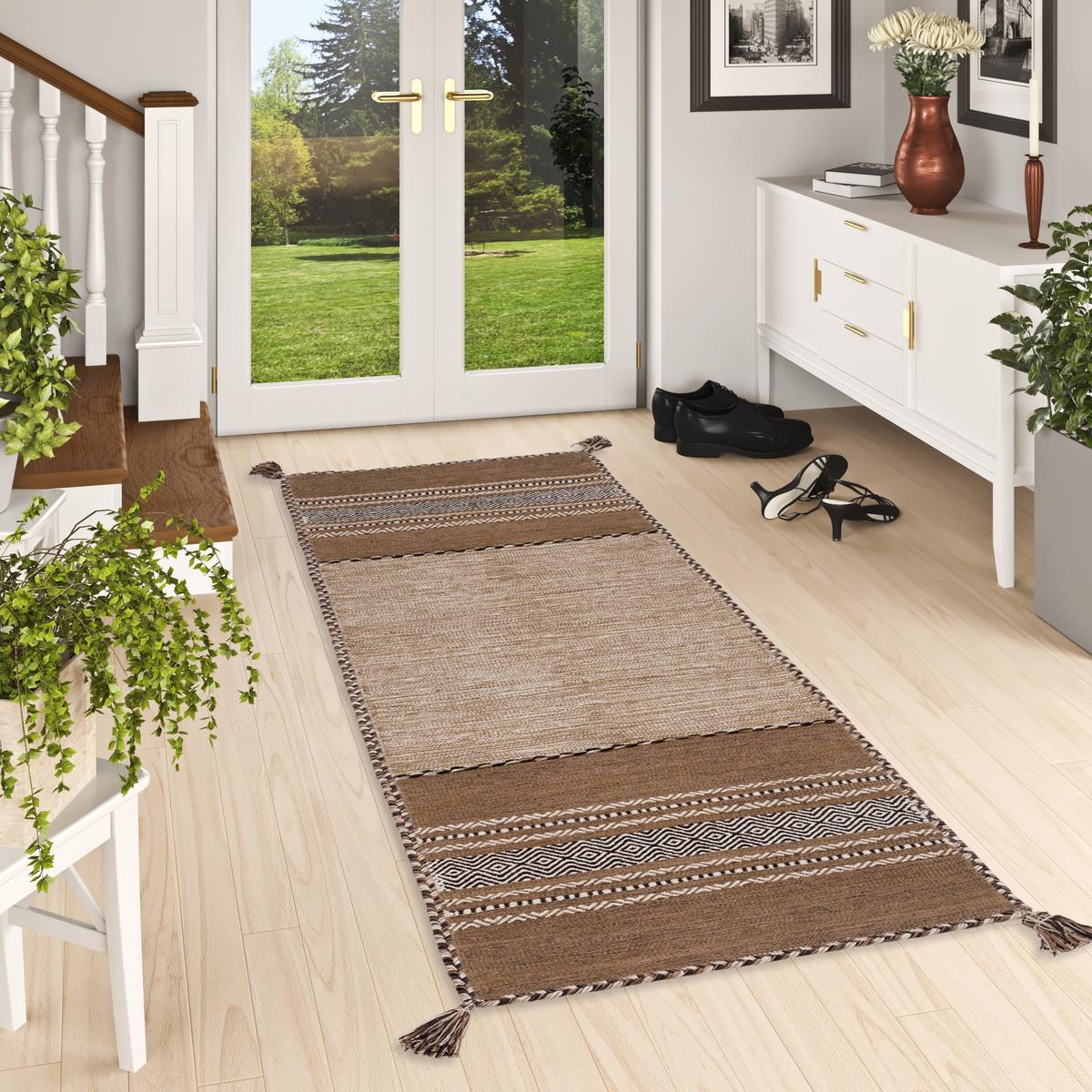 LÄUFER NATUR TEPPICH KELIM NAVARRO - Beige, Textil (70/140cm) - Pergamon