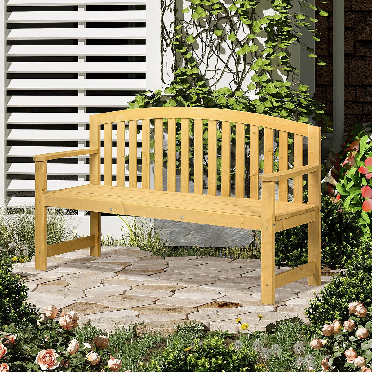 GARTENBANK 2-Sitzer aus Tannenholz Orange - Orange, Holz (51/85/143cm) - Outsunny