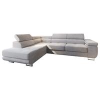 ECKSOFA APIRO L-S Creme Kordstoff mit Schlaffunktion - Silberfarben/Creme, Holz/Textil (276/202cm) - MASSENO