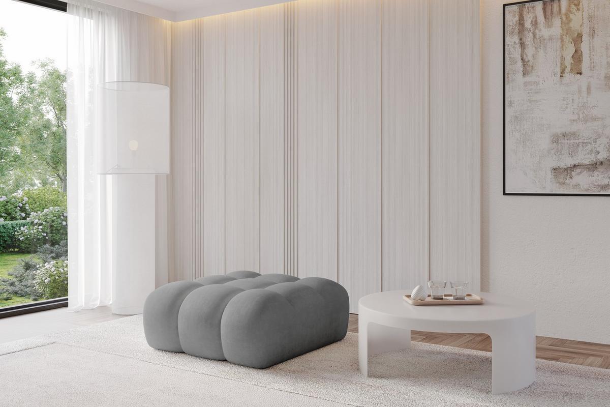 POUF OLEA-PUF 91x87x44 cm Grau Velours Modular Sitzhocker - Taupe/Schwarz, Holzwerkstoff/Kunststoff (91/44/87cm) - ALTDECOR