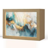 TISCHLEUCHTE Abstrakt - Kunst - Gold - Blau 20x15 cm - Aubergine, Holzwerkstoff (8/20/15cm) - OnlyWow