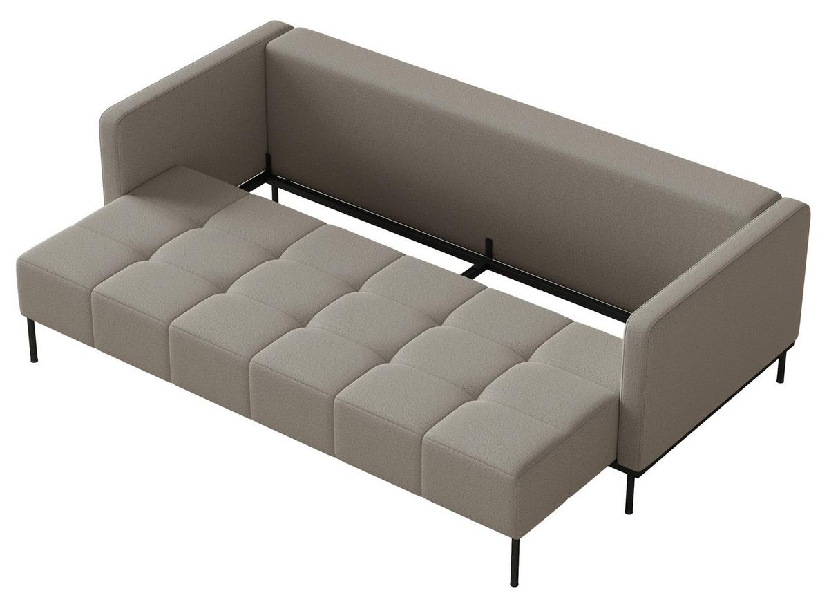 SCHLAFSOFA Skilia mit Schlaffunktion, 3-Sitzer 224 cm - Schwarz/Grau, Textil/Metall (224/85/102cm) - Selsey