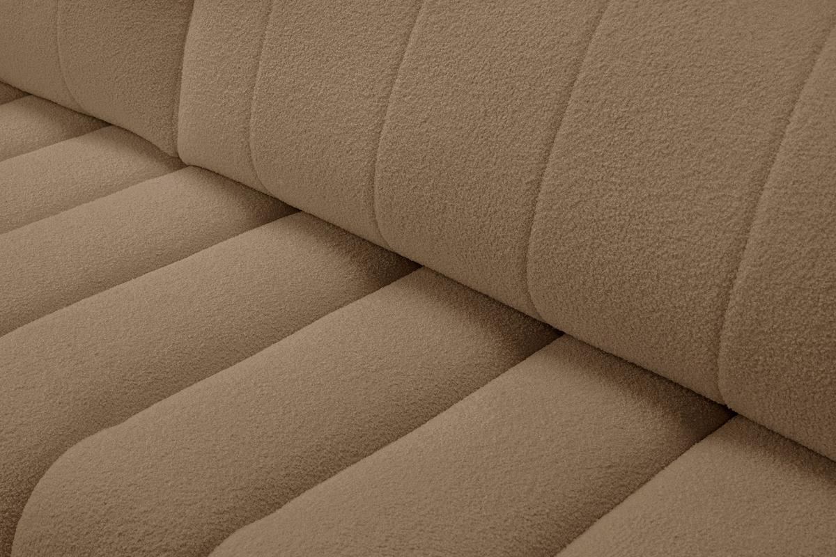 ECKSOFA GIOIA L-S Braun Boucle-Stoff mit Schlaffunktion - Braun, Holz (276/176cm) - MASSENO