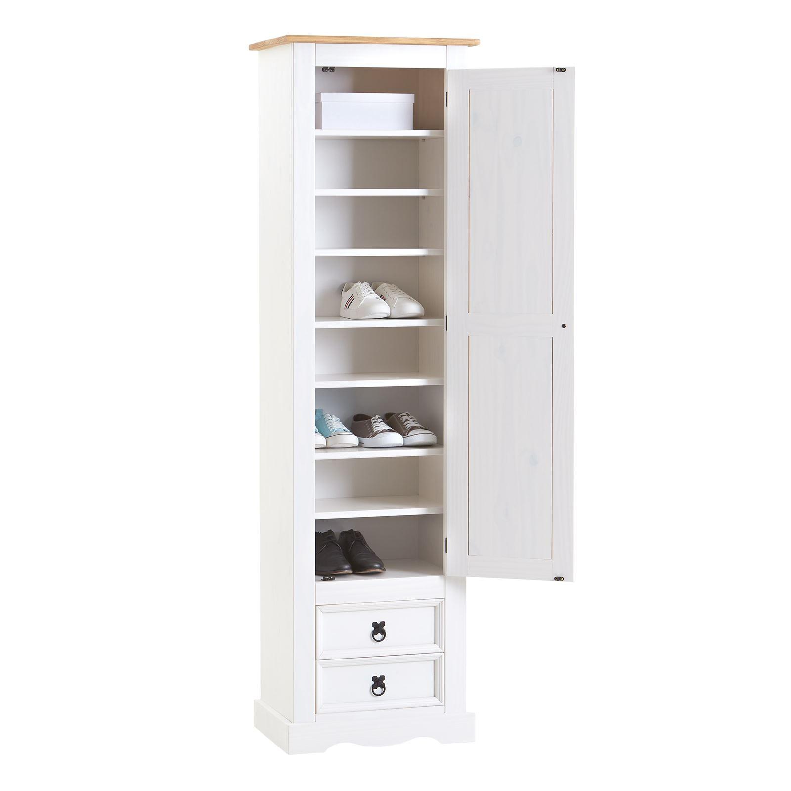 SCHUHSCHRANK TEQUILA weiß/braun - Weiß/Braun, Holz (53/190/38cm) - IDIMEX