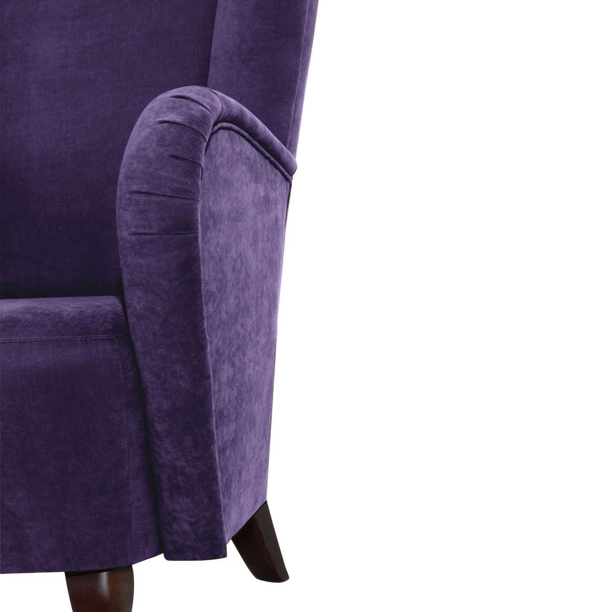 HOCHLEHNSESSEL Kailey Bezug Velourstoff Buche nussbaum dunkel / violett - Lila, Kunststoff (96/122/89cm) - 58aufmkessel