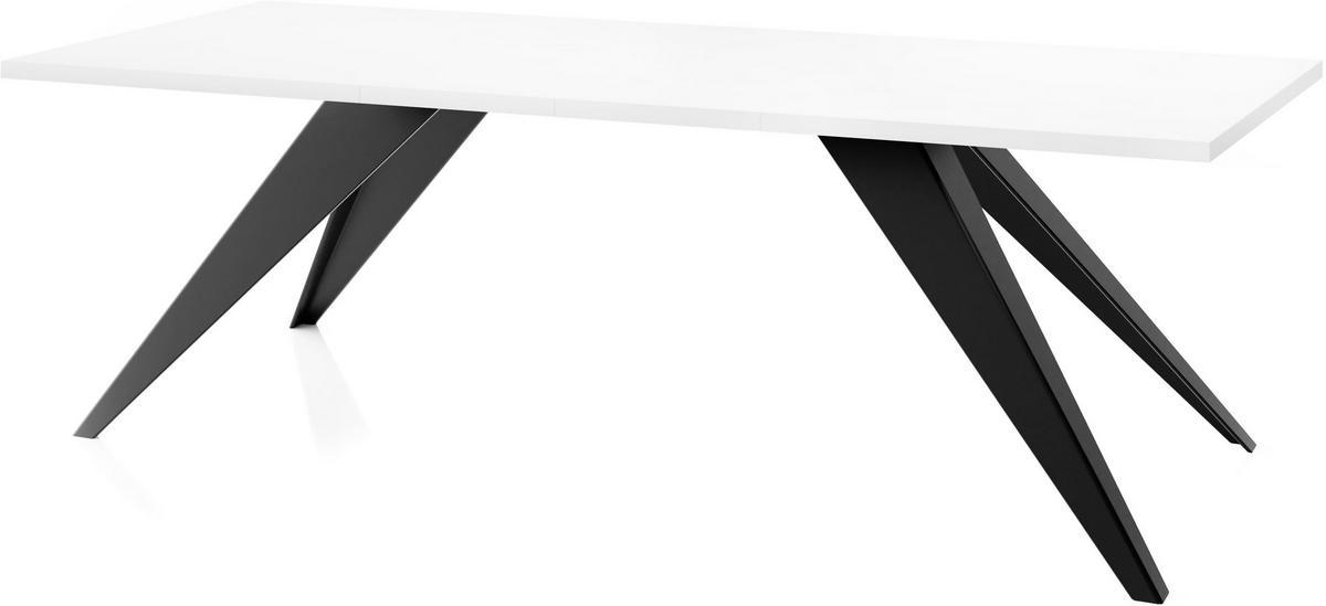 ESSTISCH Vance rechteckig ausziehbar, Weiß 140-240/80/76 cm - Schwarz/Weiß, Holzwerkstoff/Metall (80/240/76cm) - WFL GROUP